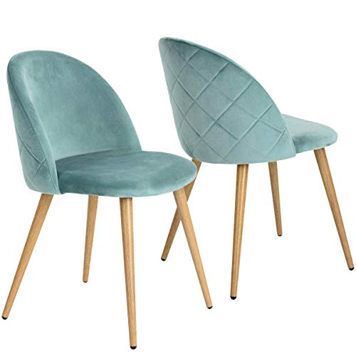 Coavas Juego de 2 Sillas Estilo Vintage Retro para Salón Tapizadas en Terciopelo Verde Aqua Menta Coavas Juego de 2 Sillas Estilo Vintage Retro para Salón Tapizadas en Terciopelo Verde Aqua Menta