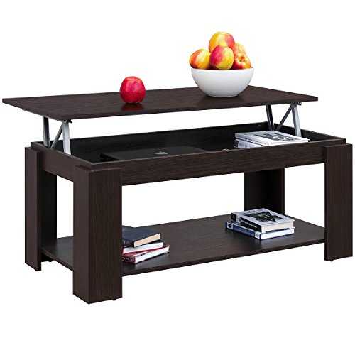 COMIFORT Mesa de Centro Elevable - Mueble con Revistero, Gran Almacenaje, Estilo Moderno, Muy Resistente, Fabricada en Europa, Color Wengué COMIFORT Mesa de Centro Elevable - Mueble con Revistero, Gran Almacenaje, Estilo Moderno, Muy Resistente, Fabricada en Europa, Color Wengué