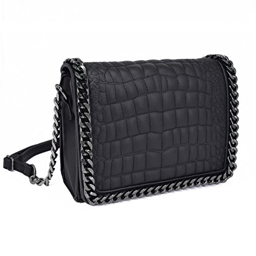 CRAZYCHIC - Bolso Cocodrilo Mujer Pequeño - Bolso Bandolera Cadena Señora - Bolsos de Hombro Cruzado Cuero Piel PU Acolchado - Mensajero Cuadrado Crossbody Bag Clutch Pochette Embrague - Negro CRAZYCHIC - Bolso Cocodrilo Mujer Pequeño - Bolso Bandolera Cadena Señora - Bolsos de Hombro Cruzado Cuero Piel PU Acolchado - Mensajero Cuadrado Crossbody Bag Clutch Pochette Embrague - Negro