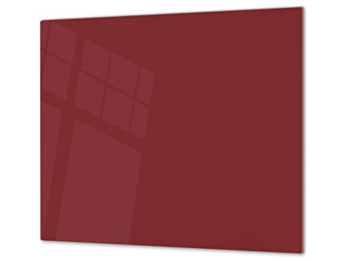 Cubre vitrocerámica y tabla de cortar de cristal templado – Superficie de vidrio templado resistente – UNA PIEZA (60 x 52 cm) o DOS PIEZAS (30 x 52 cm); D18 Serie de colores: H Rojo Púrpura