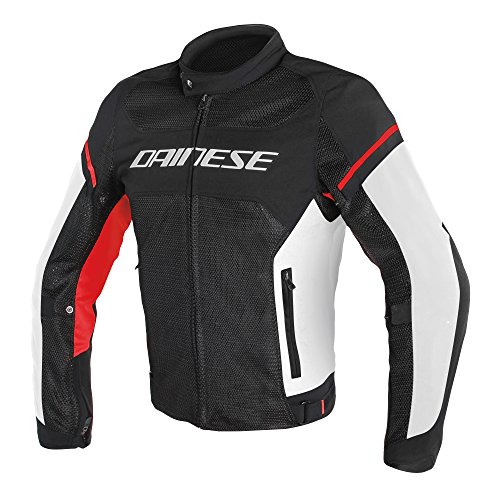 Dainese-AIR FRAME D1 TEX Chaqueta, Negro/Blanco/Rojo, Talla 50