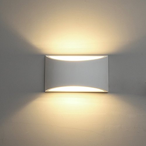 DECKEY Lámpara de Pared de Cerámica, Iluminación Decorativa en Yeso Luz de Pared LED Arriba Abajo, Efecto de Luz Interior para Dormitorio, Salón y habitación