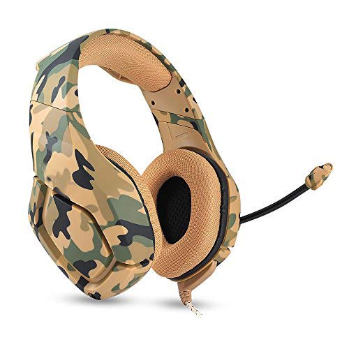 Docooler ONIKUMA K1 Auriculares de Juegos de 3,5 mm con Micrófono Estéreo Sonido con Reducción de Ruido para PC Nuevo Xbox Laptop DS PSP Camuflaje Amarillo