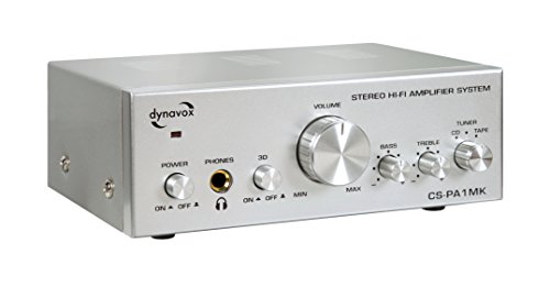 Dynavox CS-PA1 - Amplificador de audio (2.0, 50 W, 20-30000 Hz, 6.3 mm, 230 V), color plateado