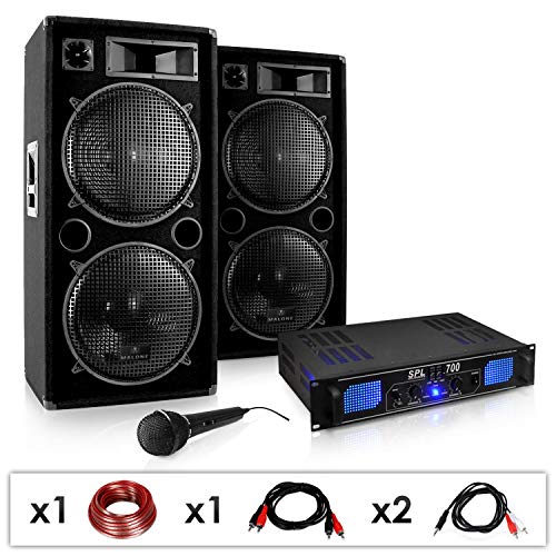 Electronic-Star DJ-26 Sonido Profesional 2000W Amplificador PA, Altavoces, micrófono