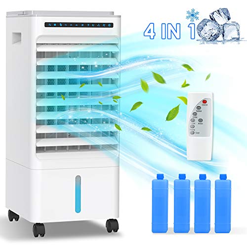 Enfriador de Aire Grande,Aire Acondicionado Portátil Climatizador evaporativo 4 en 1 Enfría Ventilador Humidifica Ion negativo,3 Modos,1-7 H Temporizadores,con Ruedas y Control remoto 65W, 400m³/h, 5L Enfriador de Aire Grande,Aire Acondicionado Portátil Climatizador evaporativo 4 en 1 Enfría Ventilador Humidifica Ion negativo,3 Modos,1-7 H Temporizadores,con Ruedas y Control remoto 65W, 400m³/h, 5L