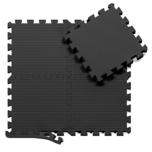 Esterilla Puzzle de Fitness y de Goma Espuma | Set de Protección para el Suelo | Alfombrilla Protectora Expandible de 18 Losas + Bordes | para Máquinas de Deporte y Gimnasios | Fácil de Limpiar