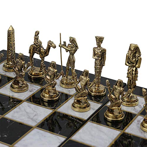 GiftHome (sólo Piezas de ajedrez Históricas Hechas a Mano Egipcio faraón Figuras de ajedrez de Metal tamaño Mediano King 3.5 Inc (Tabla no está incluida)