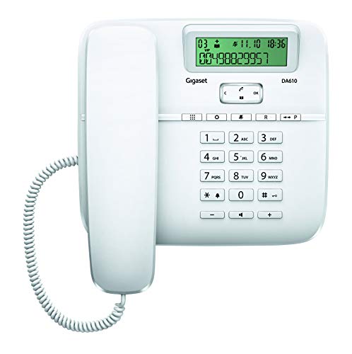 Gigaset DA610 - Teléfono Fijo de Sobremesa con Manos Libres e Identificación de Llamada, Plástico, 61 x 178 x 196 mm, Color Blanco Gigaset DA610 - Teléfono Fijo de Sobremesa con Manos Libres e Identificación de Llamada, Plástico, 61 x 178 x 196 mm, Color Blanco