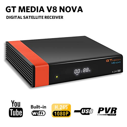 GT Media V8 Nova DVB-S2 Decodificador Satélite Receptor de TV Digital con Wi-Fi Incorporado / SCART / 1080P Full HD / FTA Soporte CC CAM, PVR Ready, Newcam, Youtube, PowerVu Dre Biss Clave por Aoxun