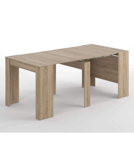 Habitdesign 004580F - Mesa de Comedor Consola, Mesa Extensible, Mesa para Salon recibidor o Cocina, Acabado en Roble Canadian, Medidas: 50/235 cm (Largo) x 90 cm (Ancho) x 78 cm (Alto)