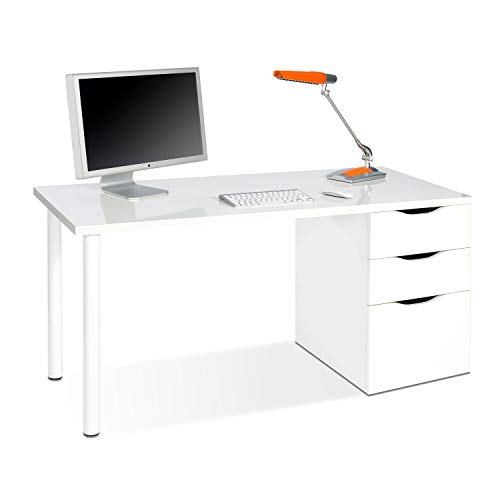 Habitdesign 004604A - Mesa ordenador reversible dos cajones y una puerta, mesa despacho, escritorio Athena acabado en color blanco artik, 138 x 74 x 60 cm de fondo Habitdesign 004604A - Mesa ordenador reversible dos cajones y una puerta, mesa despacho, escritorio Athena acabado en color blanco artik, 138 x 74 x 60 cm de fondo