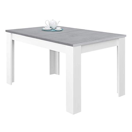 Habitdesign 0L4586A - Mesa de Comedor Extensible, Mesa salón o Cocina, Acabado en Color Blanco Artik y Gris Cemento, Modelo Kendra, Medidas: 140-190 cm (Largo) x 90 cm (Ancho) x 78 cm (Alto) Habitdesign 0L4586A - Mesa de Comedor Extensible, Mesa salón o Cocina, Acabado en Color Blanco Artik y Gris Cemento, Modelo Kendra, Medidas: 140-190 cm (Largo) x 90 cm (Ancho) x 78 cm (Alto)