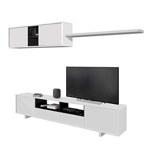 Habitdesign 0T6682BO - Mueble de Comedor Moderno, Color Blanco Brillo y Negro Brillo, Medidas: 200 cm x 41 cm de Profundidad Habitdesign 0T6682BO - Mueble de Comedor Moderno, Color Blanco Brillo y Negro Brillo, Medidas: 200 cm x 41 cm de Profundidad