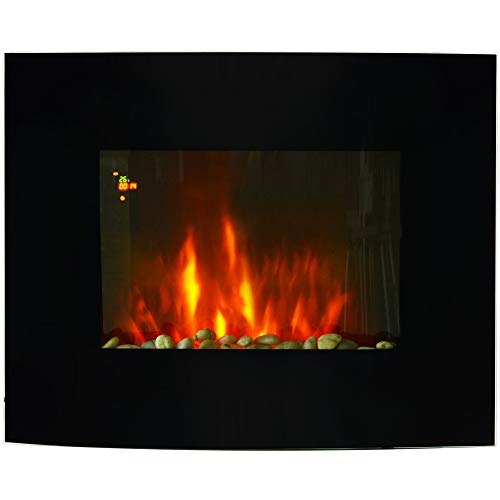 HOMCOM Chimenea Eléctrica Tipo Estufa de Pared con Efecto Llamas y Luz LED de 7 Colores con Mando a distancia 900W/1800W 65x11.4x52cm HOMCOM Chimenea Eléctrica Tipo Estufa de Pared con Efecto Llamas y Luz LED de 7 Colores con Mando a distancia 900W/1800W 65x11.4x52cm