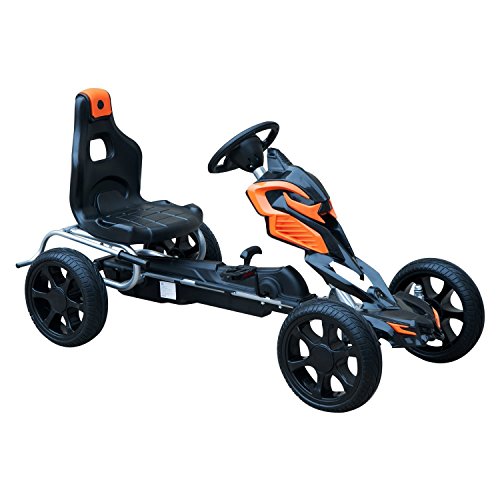 HOMCOM Go Kart Racing Deportivo Coche de Pedales para Niños 3-8 Años con Asiento Ajustable Embrague y Freno Ruedas de Goma 122x60x70cm Negro y Naranja HOMCOM Go Kart Racing Deportivo Coche de Pedales para Niños 3-8 Años con Asiento Ajustable Embrague y Freno Ruedas de Goma 122x60x70cm Negro y Naranja