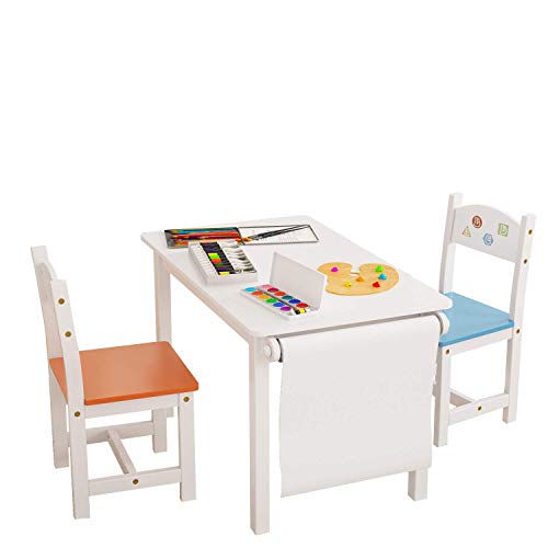 Homfa Juego de Mesa y 2 Sillas para Niños Muebles Infantiles Mesa con Sillas para Ñinos de 2-10 Años Blanco Homfa Juego de Mesa y 2 Sillas para Niños Muebles Infantiles Mesa con Sillas para Ñinos de 2-10 Años Blanco