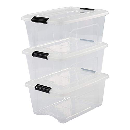 Iris Ohyama New Top Box NTB-15 - lote de 3 cajas apilables de almacenamiento, Transparente, 15 L Iris Ohyama New Top Box NTB-15 - lote de 3 cajas apilables de almacenamiento, Transparente, 15 L