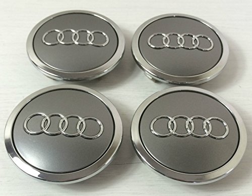 Juego de 4 chapas centrales para ruedas de aleación Audi en color gris