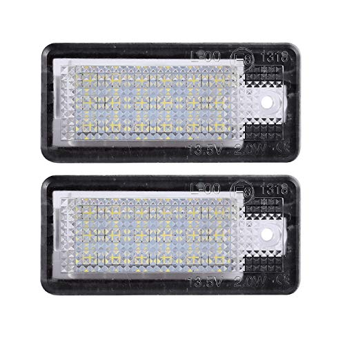 Justech 2X Luces de Matrícula Universal 12V Luz de Placa de Matrícula Impermeable 1.44W Luces Traseras 5050 SMD para A3 S3 A4 S4 RS4 A6 C6 S6 RS6 A8 Q7