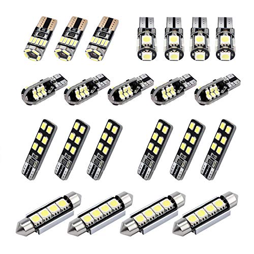 Justech Kit de Bombillas LED Luz de Coche Interior Para el Interior del Automóvil Mapa de la Cúpula Puerta Placa de Cortesía Luces Festón C5W T10 168 194 2825 Xenón Blanco