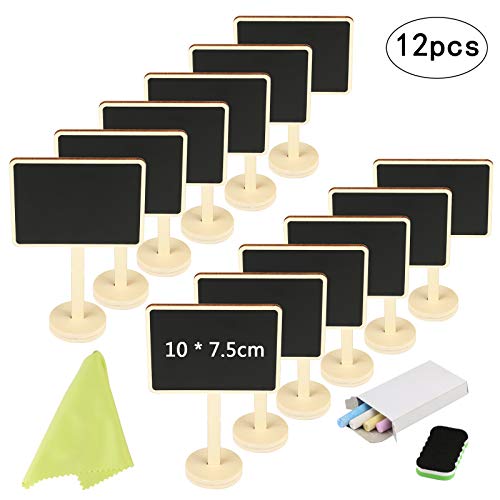 KAKOO 12pcs Pizarra pequeña Vertical Nombre de Mini Pizarra de Madera con Tiza y borrar para mostrador de Precio, candybar de Mesa de Boda, Planta de Nombre KAKOO 12pcs Pizarra pequeña Vertical Nombre de Mini Pizarra de Madera con Tiza y borrar para mostrador de Precio, candybar de Mesa de Boda, Planta de Nombre