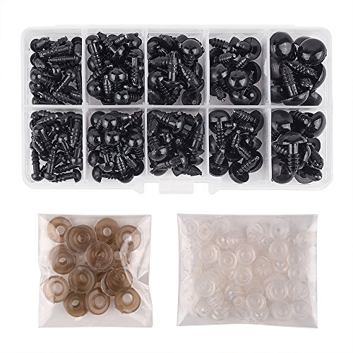 KUUQA 6-12mm 150 Piezas Vistoso Ojos de Seguridad Ojos de Plastic con Arandelas para Hacer Muñecas (Negro) KUUQA 6-12mm 150 Piezas Vistoso Ojos de Seguridad Ojos de Plastic con Arandelas para Hacer Muñecas (Negro)