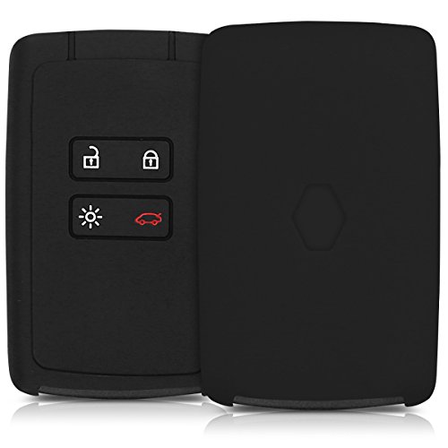 kwmobile Funda de Silicona Compatible con Llave Smart Key de 4 Botones para Coche Renault (Solamente Keyless Go) - Carcasa Suave de Silicona - Case Mando de Auto Negro