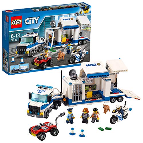 LEGO City - Centro de Control Móvil, Juguete de Policía de Construcción con Camión, Coche y Moto para Niños y Niñas de 6 a 12 Años, Incluye Figura de Perro (60139)