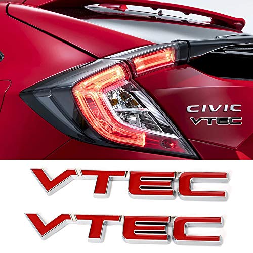 L&U Cola VTEC Emblema del Maletero del Coche de la Insignia de la Etiqueta engomada del Logotipo del Metal Calcomanías para Honda Civic Acuerdo City HR-V CR-Z FCX BRV piloto VEZEL,Rojo