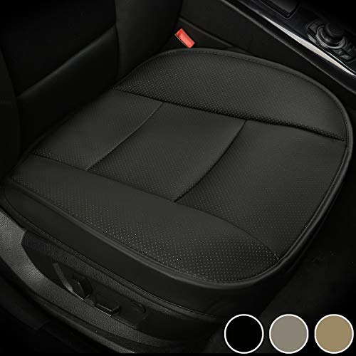 LUOLLOVE Funda Asiento Coche Universale, Interior Coche Funda Coche Asiento Delantero Súper Suave Cómodo,Protector Asiento Coche de Cuero de la PU (1 Pieza Negro)