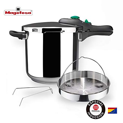 MAGEFESA Dynamic Olla a presión Super rápida de fácil Uso, Acero Inoxidable 18/10, Apta para Todo Tipo de cocinas, Incluido inducción. Pack Exclusivo Olla+Cestillo. (6 litros) MAGEFESA Dynamic Olla a presión Super rápida de fácil Uso, Acero Inoxidable 18/10, Apta para Todo Tipo de cocinas, Incluido inducción. Pack Exclusivo Olla+Cestillo. (6 litros)