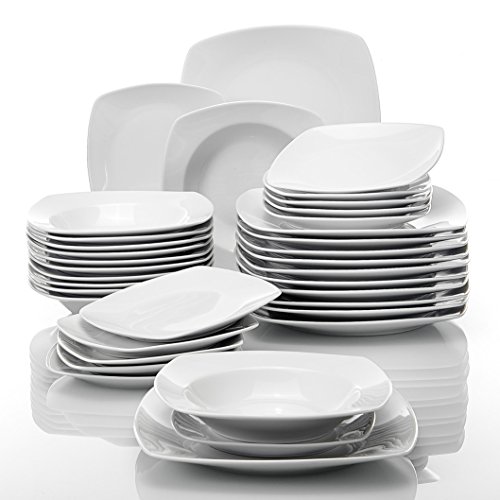 MALACASA, serie JULIA, 36 piezas Vajillas de Porcelana Juegos de Vajillas con 12 Platos de la Cena, 12 Platos de Postre, 12 de placas de Sopa para 12 Personas MALACASA, serie JULIA, 36 piezas Vajillas de Porcelana Juegos de Vajillas con 12 Platos de la Cena, 12 Platos de Postre, 12 de placas de Sopa para 12 Personas
