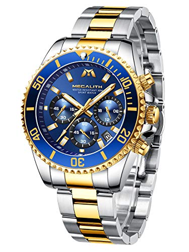 MEGALITH Relojes Hombre Relojes Grandes de Pulsera Militares Cronografo Diseñador Luminosos Impermeable Reloj Hombre Deportivos de Acero Inoxidable Analogicos Fecha MEGALITH Relojes Hombre Relojes Grandes de Pulsera Militares Cronografo Diseñador Luminosos Impermeable Reloj Hombre Deportivos de Acero Inoxidable Analogicos Fecha