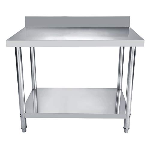 Mesa de Trabajo de Acero Inoxidable para Catering Comercial Restaurante Bar Cocina Lavandería Garaje, 100 x 60 x 85 (+10) cm Resistente Mesa de Trabajo de Acero Inoxidable para Catering Comercial Restaurante Bar Cocina Lavandería Garaje, 100 x 60 x 85 (+10) cm Resistente