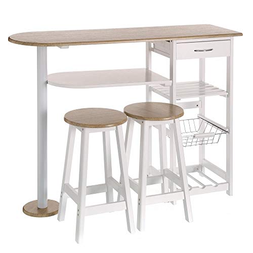 Mesa para cocina de bar moderna de madera blanca Basic - LOLAhome Mesa para cocina de bar moderna de madera blanca Basic - LOLAhome