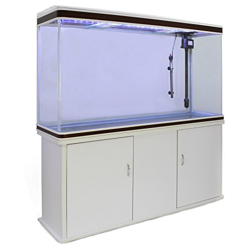 MonsterShop - Acuario 300 litros con Armario Blanco, Luz LED y Visión de 180 Grados MonsterShop - Acuario 300 litros con Armario Blanco, Luz LED y Visión de 180 Grados