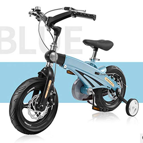 MQYZS Bicicleta Infantil para niños y niñas a Partir de 3 años | Bici 12-14-16 Pulgadas,con Frenos on sillín y manubrio Regulable,Azul,16 Inches