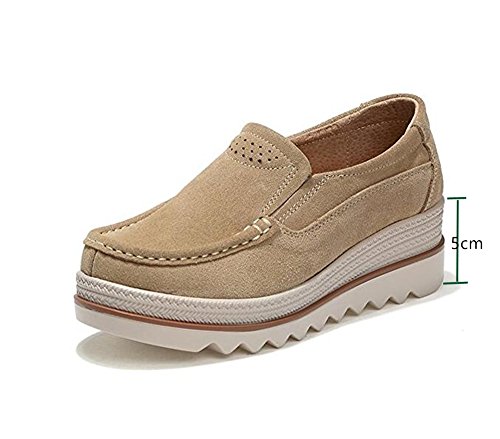 Mujer Mocasines Plataforma Casual Loafers Primavera Verano Zapatos de Cuña 5cm Negro Azul Caqui 35-42 Caqui 38 Mujer Mocasines Plataforma Casual Loafers Primavera Verano Zapatos de Cuña 5cm Negro Azul Caqui 35-42 Caqui 38