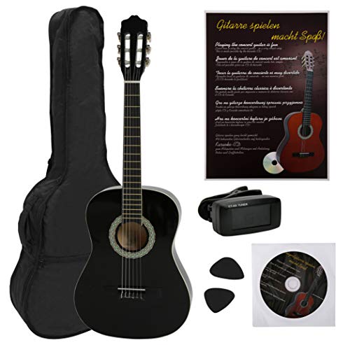 Navarra NV12PK - Guitarra Clásica para Aprender, Sintonizador con Clip Pantalla LCD, con Funda Tipo mochila y Bolsillo para Partituras/ Accesorios