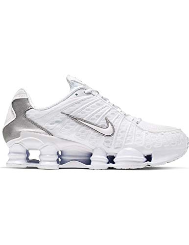 Nike Shox TL, Zapatillas de Atletismo para Hombre, Multicolor (White/White/Metallic Silver/MAX Orange 000), 42 EU