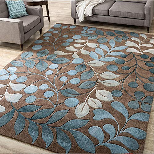 njhswlti Home Alfombra De Diseño Impresa nórdica Verde Blanco marrón Tendencia de Pelo Corto Rug Salon tradtionnel, 140x200 cm