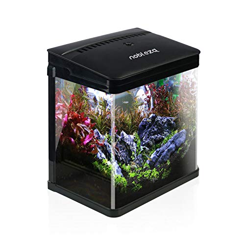 Nobleza - Acuario de Cristal con Cubierta y Luces LED. Sistema de Filtro de 7 litros. Color Negro Nobleza - Acuario de Cristal con Cubierta y Luces LED. Sistema de Filtro de 7 litros. Color Negro
