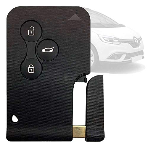 OcioDual Carcasa Llave Tarjeta Plana 3 Botones Sin Electrónica Negra para Coche Renault Clio Megane Scenic