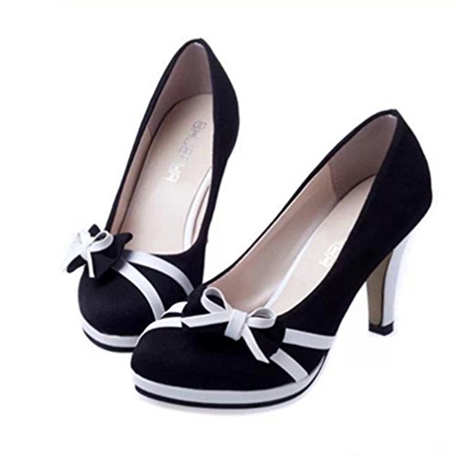 ¡Oferta de liquidación! Zapatos de tacón redondo de moda de primavera de Covermason para mujer Zapatos de tacón alto bajo Bowknot(38 EU, Negro) ¡Oferta de liquidación! Zapatos de tacón redondo de moda de primavera de Covermason para mujer Zapatos de tacón alto bajo Bowknot(38 EU, Negro)