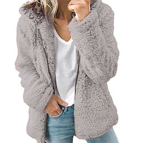 Overdose 2019 Nuevas Mujeres Chaqueta OtoñO Manga Larga Gruesa Sudadera con Cremallera Abierta Abrigo De Punto Capa Chaqueta De Invierno Abrigos Mujer Invierno Rebajas (Medium, Gris)