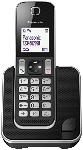 Panasonic KX-TGD310 - Teléfono fijo inalámbrico(LCD, identificador de llamadas, agenda de 120 números, bloqueo de llamada, modo ECO, reducción de ruido), Negro, TGD31 Solo Panasonic KX-TGD310 - Teléfono fijo inalámbrico(LCD, identificador de llamadas, agenda de 120 números, bloqueo de llamada, modo ECO, reducción de ruido), Negro, TGD31 Solo
