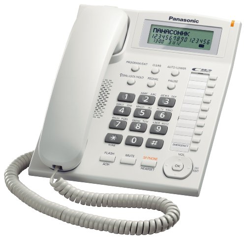 Panasonic KX-TS880 - Teléfono fijo con cable (LCD, Entrada Jack, marcación directa, altavoz, identificador de llamadas, reloj), color blanco