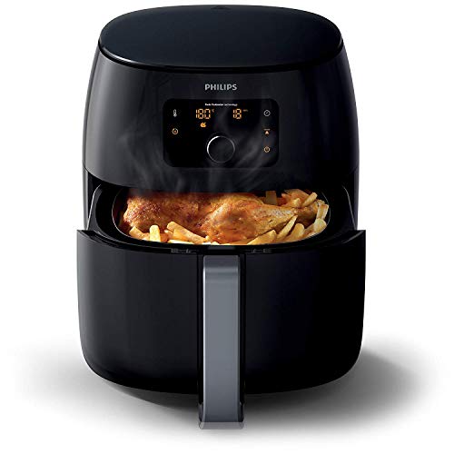 Philips AirFryer HD9652/90 Freidora sin aceite, con tecnología Twin TurboStar y accesorio divisor de sartenes, libro de recetas Incluido, tamaño familiar XXL, color negro, 2225 W, 1.4 kg