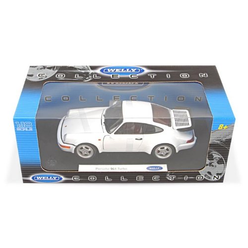 Porsche 911 turbo (964), blanco, Modelo de Auto, modello completo, Welly 1:18